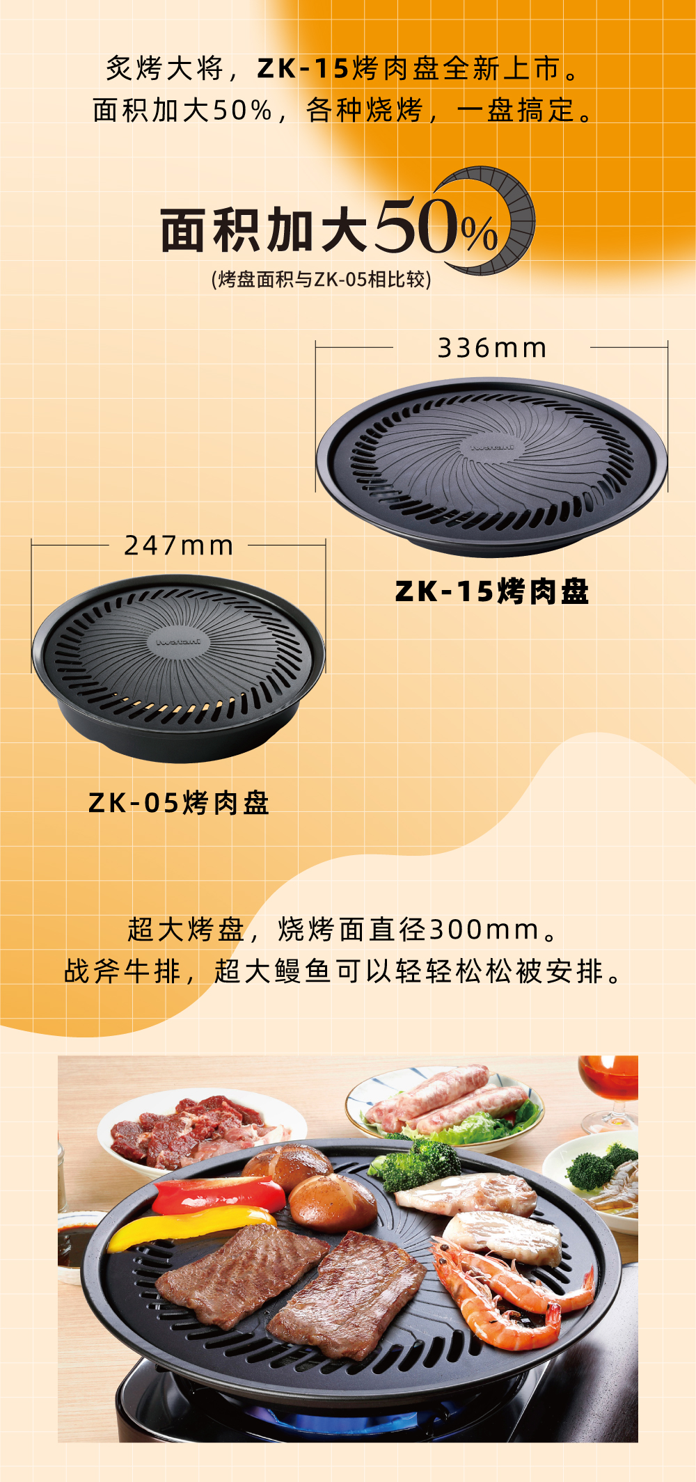炙烤大將，zk-15全新上市。面積加大50%，各種燒烤，一盤搞定。